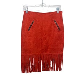 DO+BE Women's Faux Suede Fringe Mini Skirt Sz M